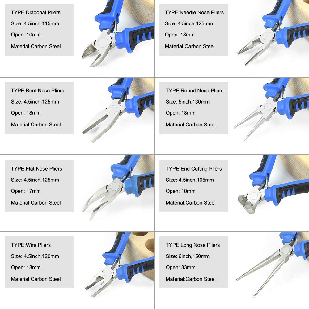 Jewelry Pliers, NEWACALOX 8pcs Jewelry Making Pliers Tools Micro Jewelry Pliers Set Jewelry Making Kit for Jewelry Making Supplies image 4
