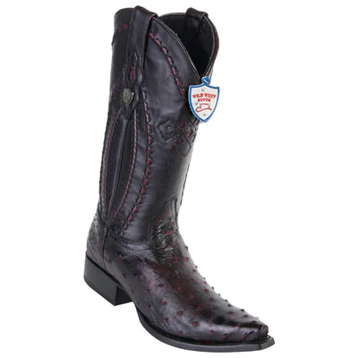 WILD WEST BOOTS #2940318 MEN'S | COLOR BLACK CHERRY | MEN'S WILD WEST FULL QUILL OSTRICH BOOTS SNIP TOE HANDCRAFTED image 0