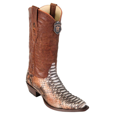 LOS ALTOS BOOTS MENS #945788 SNIP TOE | GENUINE PYTHON SNAKESKIN BOOTS | COLOR RUSTIC COGNAC image 0