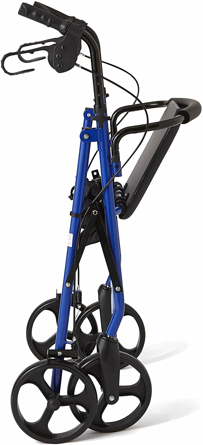 Medline Standard Steel Folding Rollator Adult Walker with 8 Wheels, Blue image 1