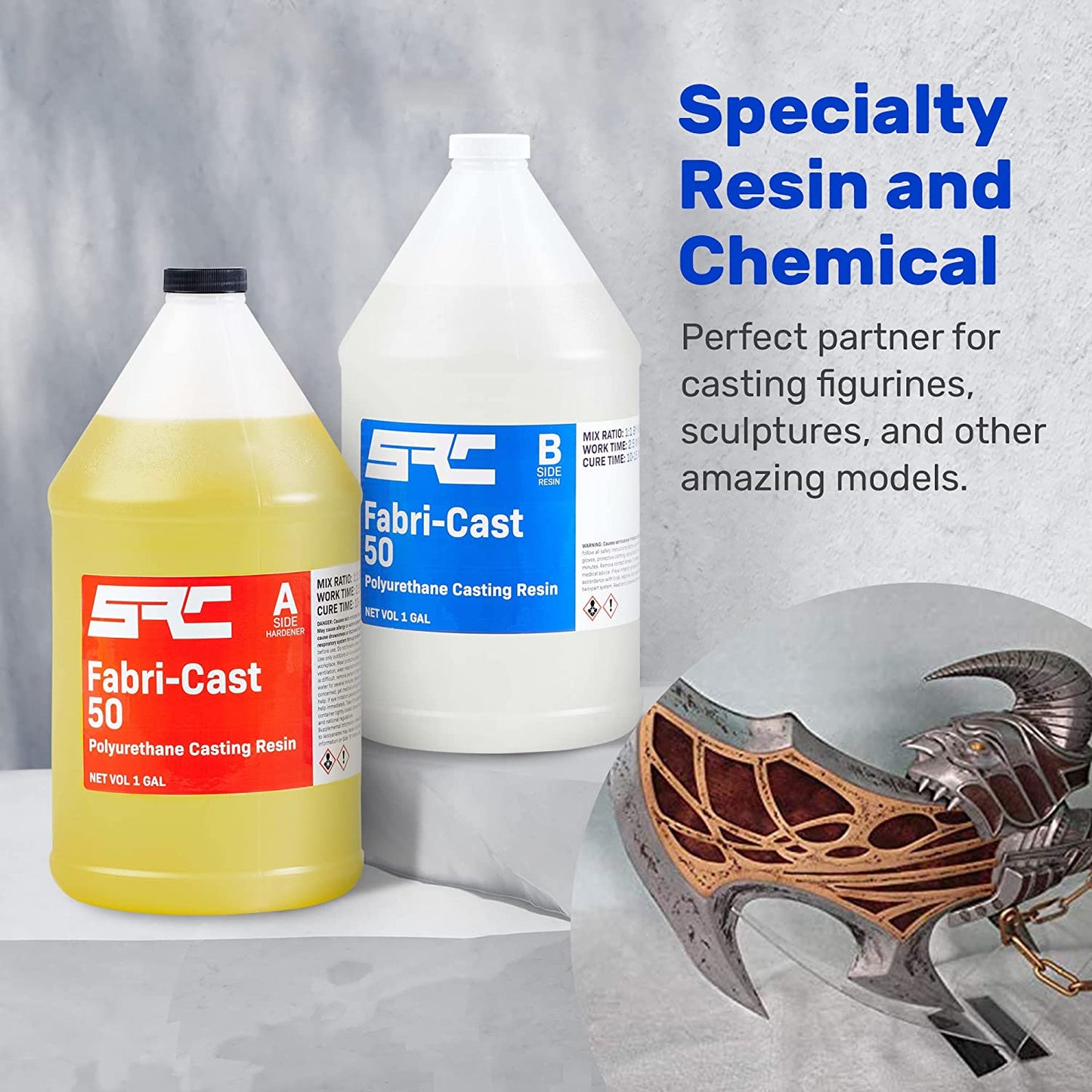 Specialty Resin &amp; Chemical Fabri-Cast 50 [2-Gallon Kit] | 2-Part Polyurethane Casting Resin for Models, Figurines, and Sculptures | Beginner Liquid Molding Set | Ultra Low Viscosity and Fast Curing image 2