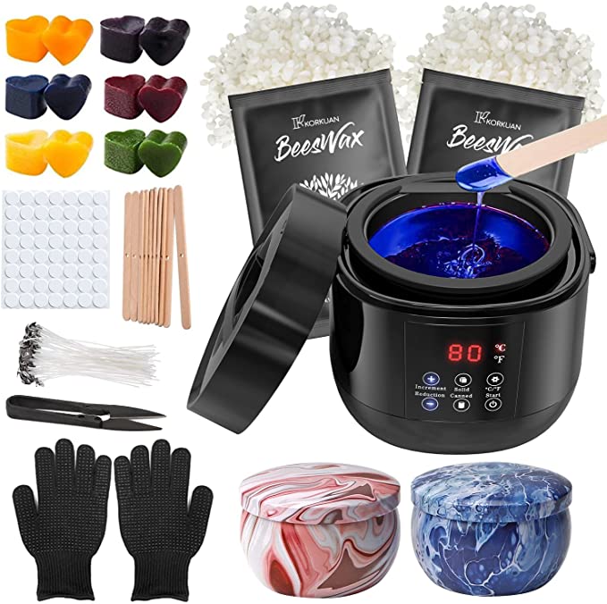 Candle Making Kit, Beeswax Candle Making kit for Adults, Candle Making Supplies with Non-Stick Pot and 4OZ Tin, DIY Full Flameless Wax Melter for Candle Making. image 0