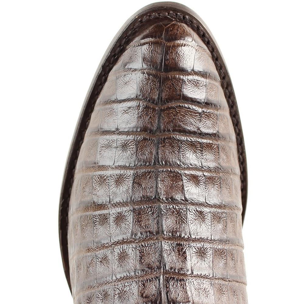 Los Altos Boots Mens #658207 Round Toe | Genuine Caiman Belly Boots Handcrafted | Color Brown image 1