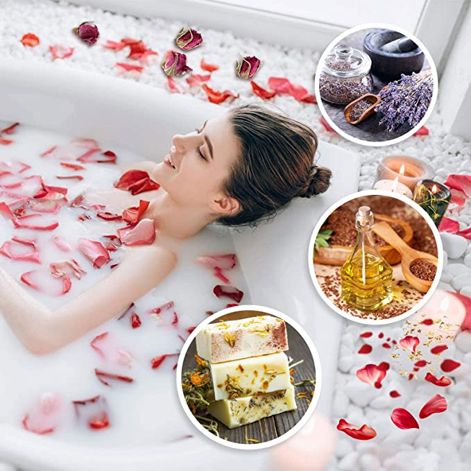 20g/Bag Dried Flowers,100% Natural Dried Flowers Herbs Kit for Soap Making, DIY Candle Making,Bath - Include Rose Petals,Lavender,Don't Forget Me,Lilium,Jasmine,Rosebudsand More(12 Bags) image 5