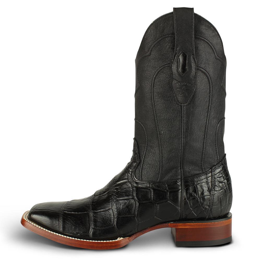 Los Altos Boots Mens #8225805 Wide Square Toe | Genuine  American Alligator skin Boots | Color Black image 1