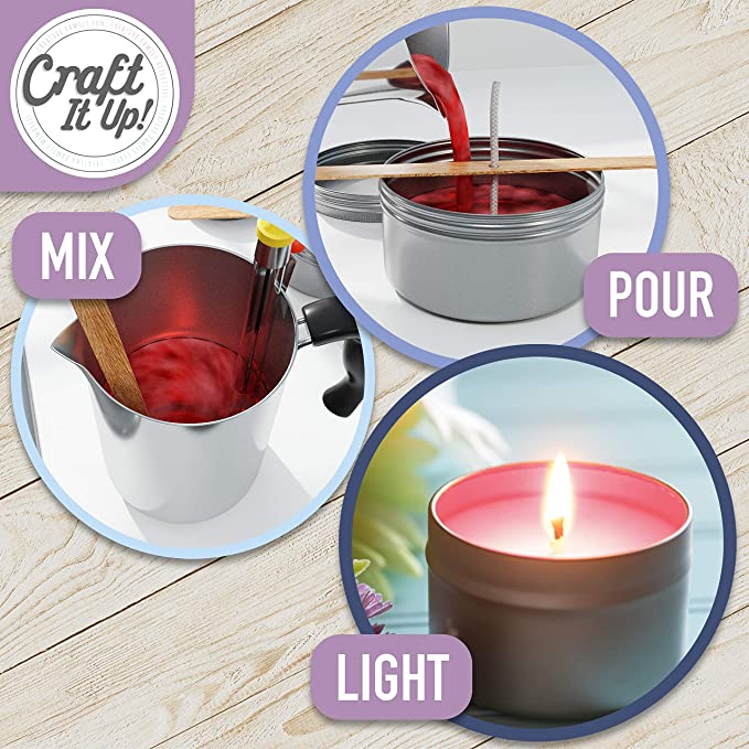 DIY Candle Making Kit by Craft It Up, Makes 15+ Candles, Beginners Set with Silicone Molds, Soy Candle Wax Supplies, Pot, Wicks, Essential Oils &amp; More, Scented Homemade Candles Set for Teens Adults image 1