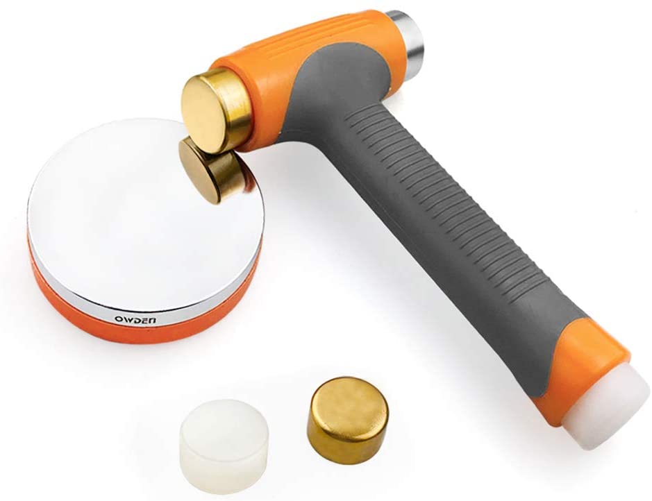OWDEN Professional Jewelry Metal Stamps Hammer with 2 Replace Hammer Heads No-Rebound Steel Bench Block Set Jewelry Stamping Working Tools Metal Letter Punch for Brass Aluminium Copper Leather Marks. image 0
