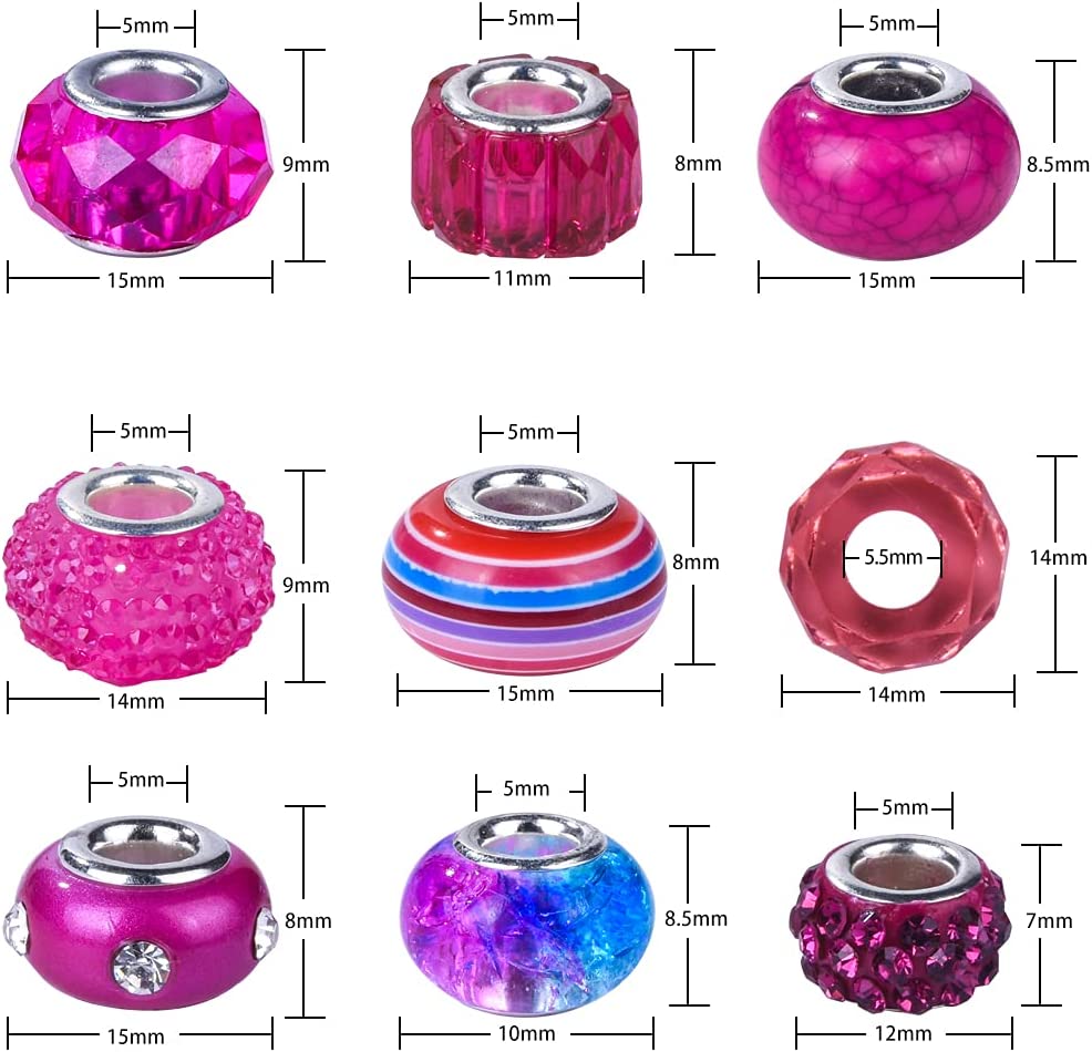 Aipridy Assortment European Large Hole Beads Spacer Beads Rhinestone Craft Beads for DIY Charms Bracelet Jewelry Making (Rainbow) image 3