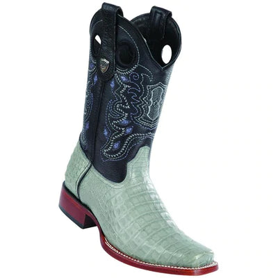WILD WEST BOOTS #28188209 MEN'S | COLOR GRAY | MEN'S WILD WEST WIDE SQUARE TOE CAIMAN BELLY BOOTS HANDCRAFTED image 0