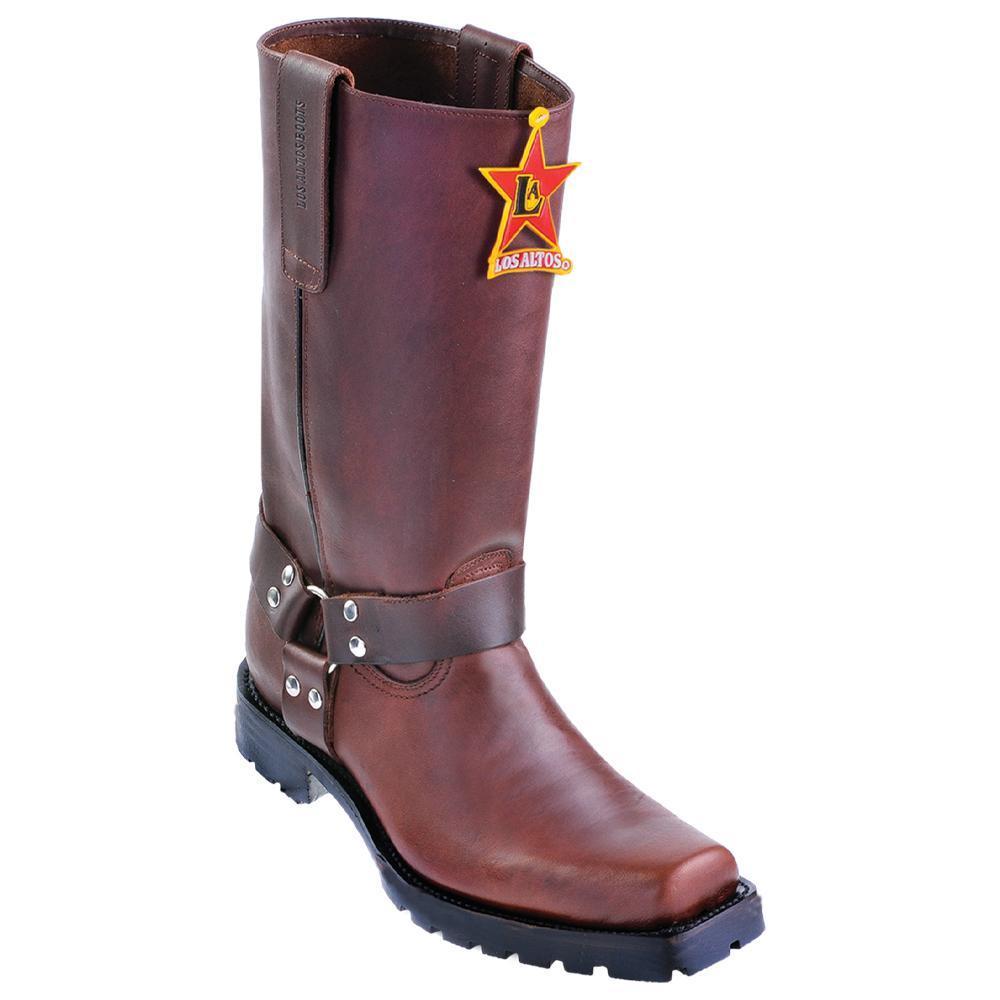 Los Altos Boots Mens #55T5407 Biker Boot | Genuine Greasy Leather Boots | Color Brown image 0