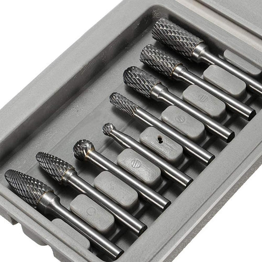 8pcs Carbide Rotary Burr Set, Double Cut 1/4''(6.35mm) Shank Solid Carbide Rotary Burr Set for Die Grinder Drill for Woodworking,Drilling, Metal Carving, Engraving, Polishing by YEEZUGO image 0