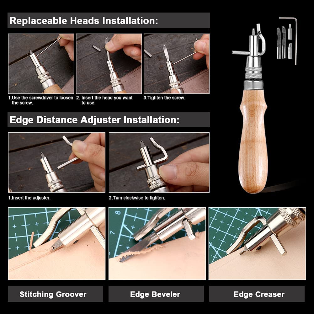 Lokunn 127 Pieces Leather Tool Kit, Leather Work Tool, Leathercraft Tools and Supplies with Leather Stamping Tools Rivets Kit Prong Punch for Leather Crafting Beginner Leather Working Kits image 2