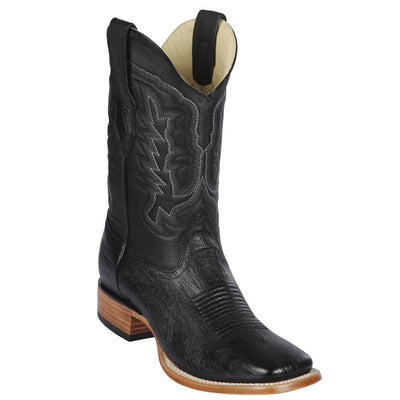 LOS ALTOS BOOTS MENS #8279705N WIDE SQUARE TOE | GENUINE SMOOTH OSTRICH LEATHER BOOTS | COLOR BLACK image 0