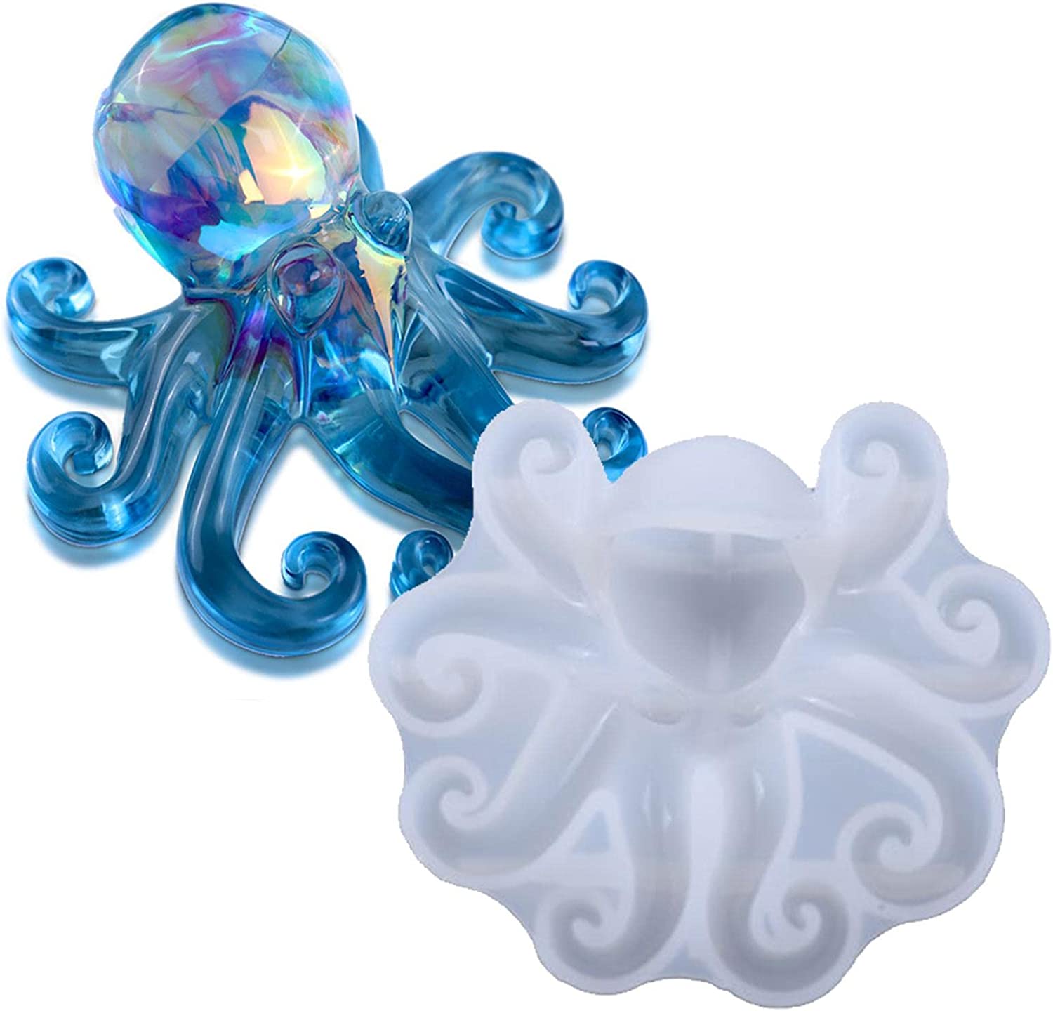 Uwariloy Octopus Epoxy Resin Molds, Creative Octopus Shape Sculpture Casting Mold, Silicone Resin Mould for DIY Crafts Soap Candle Making Chocolate Cake Beeswax image 0