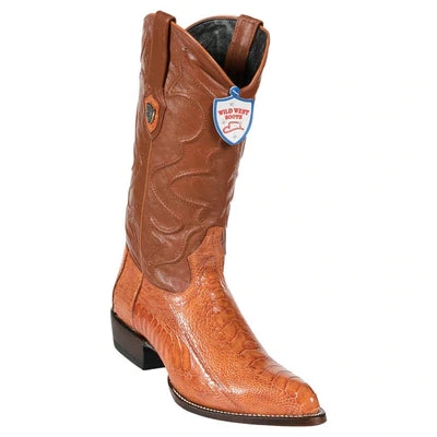 WILD WEST BOOTS #2990503 MEN'S | COLOR COGNAC | MEN'S WILD WEST OSTRICH LEG J TOE BOOTS HANDCRAFTED image 0