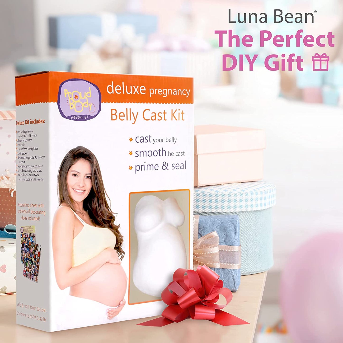 Luna Bean Deluxe Belly Casting Kit Pregnancy - Baby Bellies Baby Casting Kit - Pregnancy Belly Plaster Molding Casting Kit-New Moms Casting Keepsakes image 1