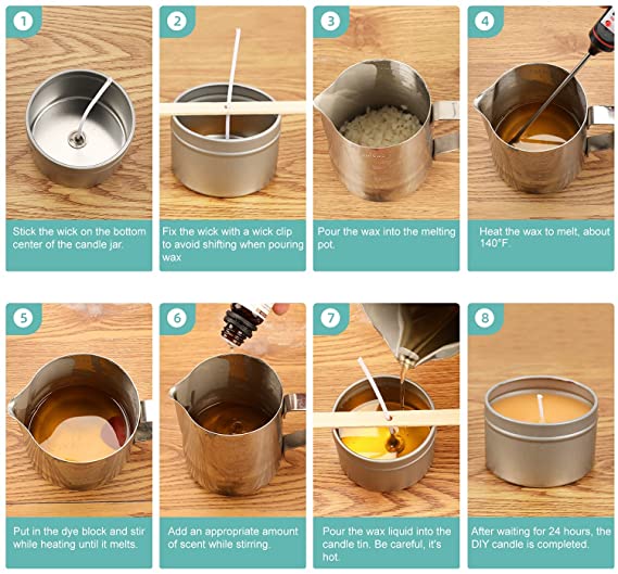 Complete Candle Making Kit,Candle Making Supplies,DIY Arts and Crafts Kits for Adults,Beginners,Kids Including Wax, Wicks, 6 Kinds of Scents,Dyes,Melting Pot,Candle tins image 5