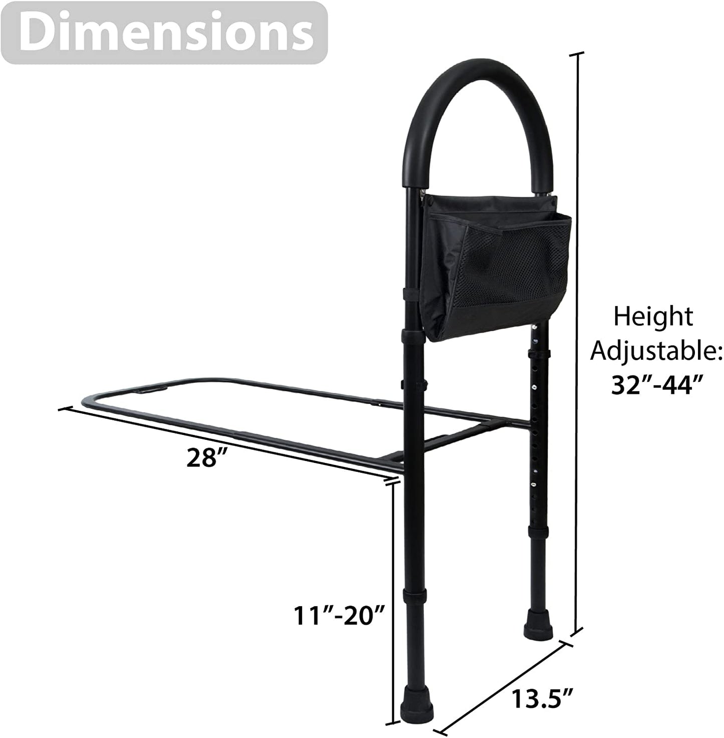 Vaunn Medical Bed Rail Assist &amp; Height Adjustable Grab bar Handle for Adults &amp; Seniors, Charcoal Black image 2