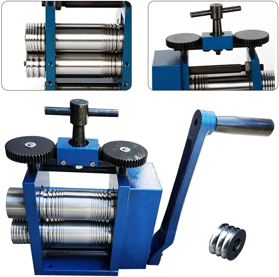Jewelry Rolling Mill Machine, 3in/75mm Roller Manual Combination Rolling Mill Flatten Machine,DIY Metal Sheet Wire Flat Jewelry Tool image 3