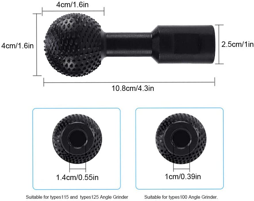 Rotary Grinding Head, 10mm/14mm Carbide Rotary Burr Wood Carving Polishing Engraving Drilling Bits, Angle Grinder Sphere Rotary Engraving Grinding Head (14MM) image 2