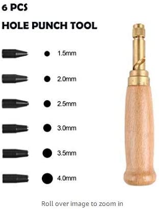 Pingle 18pcsLeather Tooling Kits,Leather Working Tools,Leather Craft Tool,Edge Stitching Groover Prong Punch for Carving Sewing,Leather Craft Punch Tools Kit,Stitching DIY Tool image 5