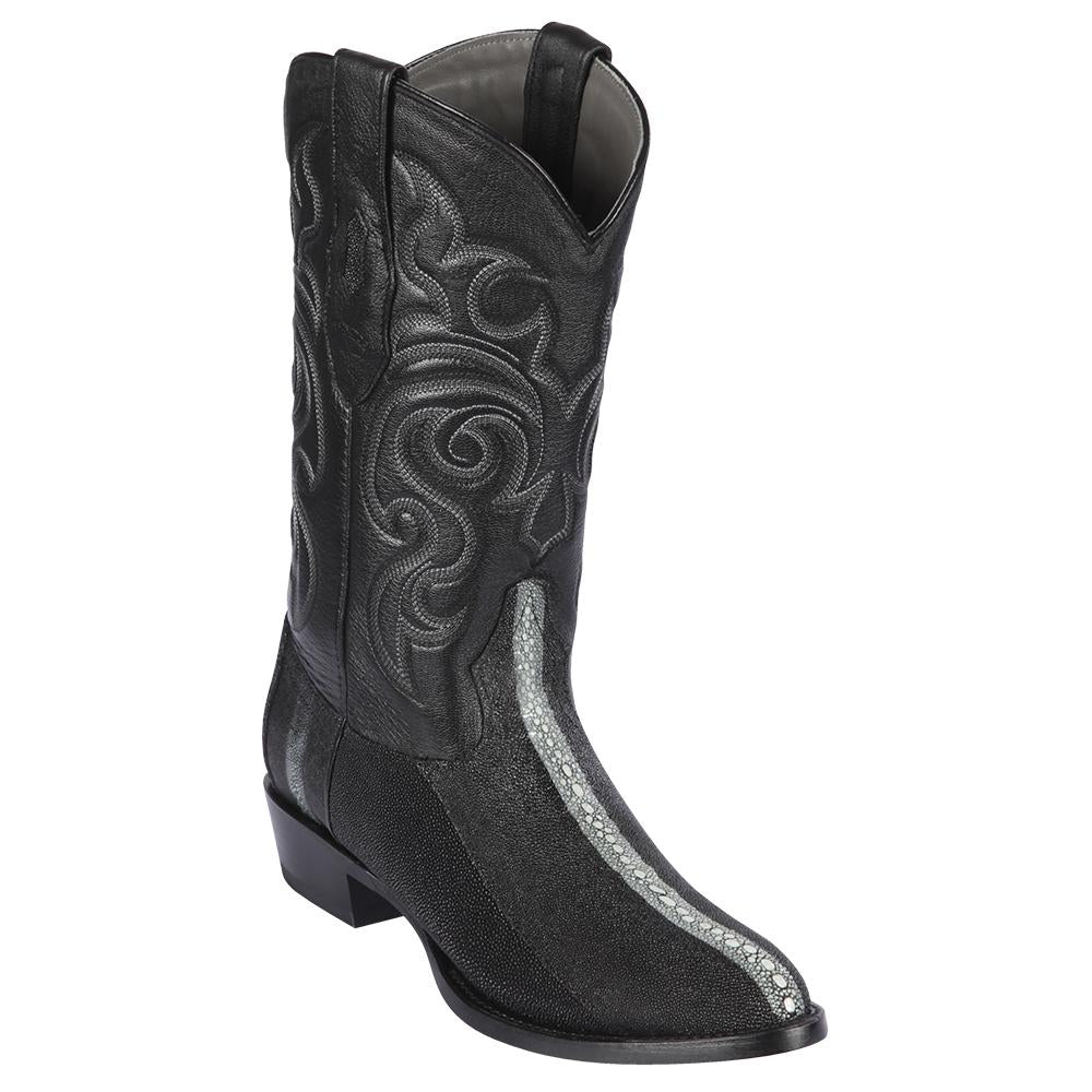 Los Altos Boots Mens #651105 Round Toe | Genuine Stingray Boots Full Rowstone Handmade | Color Black image 0
