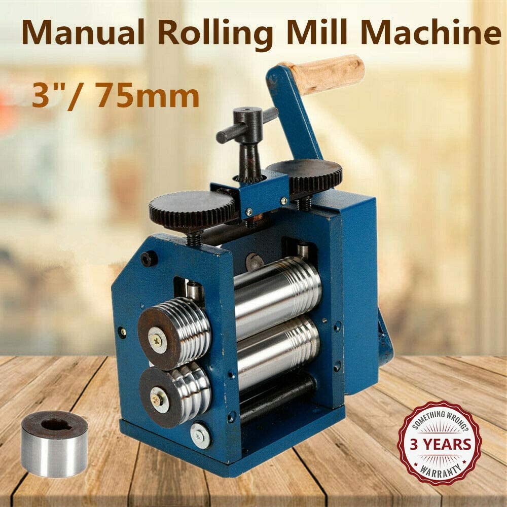Manual Rolling Mill Machine - 3"（75mm）Roller Manual Combination Rolling Mill Machine Jewelry Press Tabletting Tool Jewelry DIY Tool - For Metal Sheet/Wire/Flat Pressing image 2