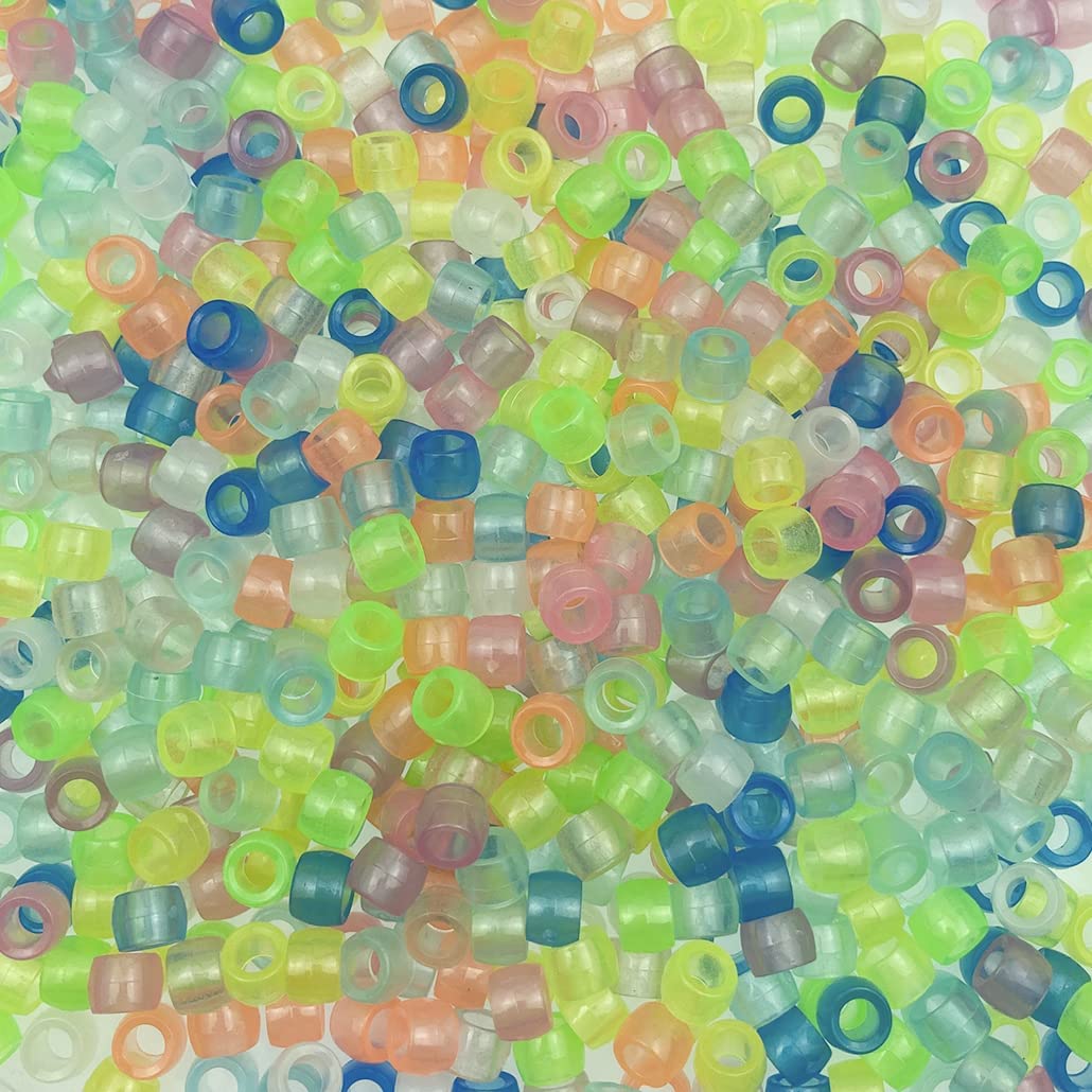 Mulutoo 600Pcs UV Pony Beads Glow in The Dark Beads Color Changing Sun UV Reactive Plastic Spacer Beads Fun Cute Solar Beads for DIY Jewelry Craft Making Necklace Bracelet（6x8mm） (Mixed Color) image 3
