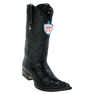 WILD WEST BOOTS #2950305 MEN'S | COLOR BLACK | MEN'S WILD WEST FULL QUILL OSTRICH 3X TOE BOOTS HANDCRAFTED image 0