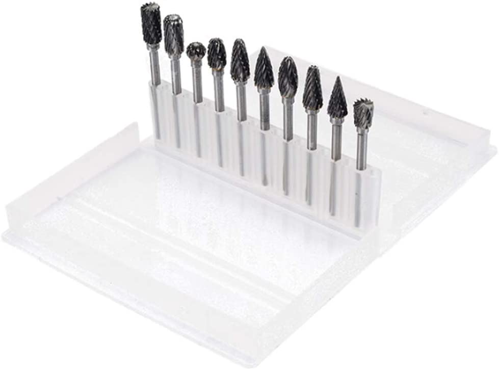 Double Cut Carbide Rotary Burr Set - 10 Pcs 1/8" Shank, 1/4" Head Length Tungsten Steel for Woodworking,Drilling, Metal Carving, Engraving, Polishing image 6