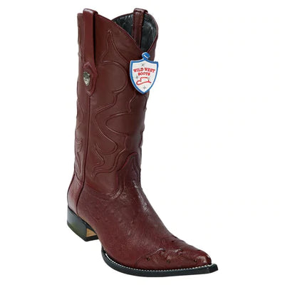WEST BOOTS #2950406 MEN'S | COLOR BURGUNDY | MEN'S WILD WEST SMOOTH OSTRICH 3X TOE WING TIP BOOTS HANDCRAFTED image 0