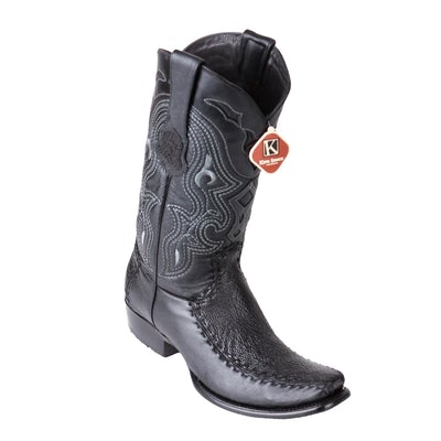 MEN'S KING EXOTIC SHARKSKIN BOOTS WITH DEER DUBAI TOE HANDCRAFTED BLACK (479F0905) image 0