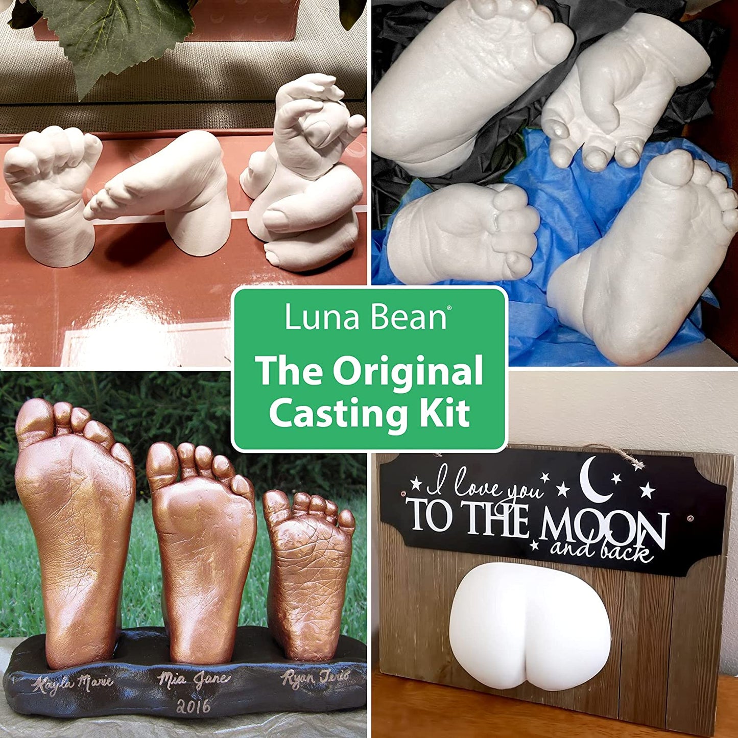 Luna Bean Deluxe Baby Keepsake Hand Casting Kit - Plaster Hand Mold Casting Kit for Infant Hand &amp; Foot Mold - Baby Casting Kit for First Birthday, Christmas &amp; Newborn Gifts - (Clear Sealant - Gloss) image 3