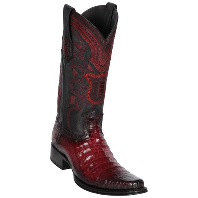 LOS ALTOS BOOTS MENS #768243 EUROPEAN SQUARE TOE | GENUINE CAIMAN BELLY BOOTS | COLOR FADED BURGUNDY image 0