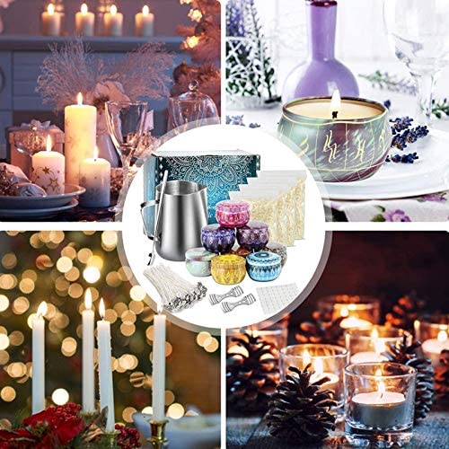 Kinomi DIY Candle Set for Beginners,Candle Making kit with Candle Tins,Bow Tie Clips,Candle Wicks,Heat-Proof Containe,Spoon,Beeswax image 6