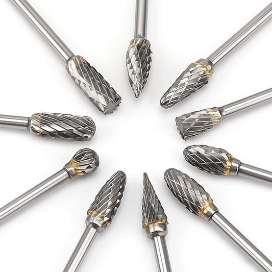 Rokrou Carbide Double Cut Carving Bits for Dremel Rotary Tool 10 Pcs 1/8' Shank 1/4' Head Length Tungsten Steel for Woodworking Metal Engraving New image 0