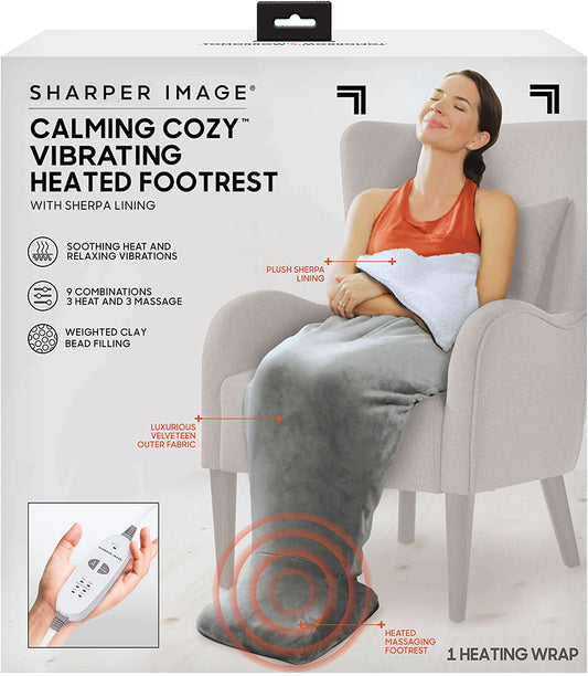 Calming Cozy by Sharper Image Personal Sherpa Wrap with Electric Heating Massaging Vibrating Foot Bed, 3 Heat &amp; 3 Massage Settings for 9 Relaxing Combinations image 0