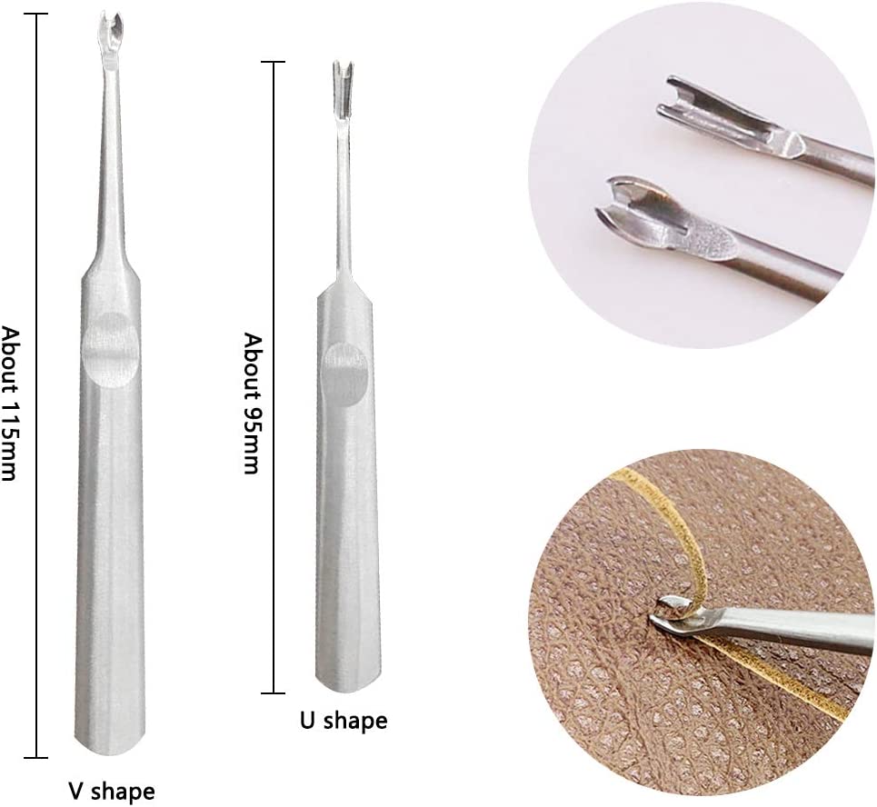 PLANTIONAL Leather Crafting Tools and Supplies: 26 Pieces Leather Working Tools Set with Groover Awl Waxed Thread Thimble Kit for Stitching Punching Cutting Sewing Leather Craft Making image 4