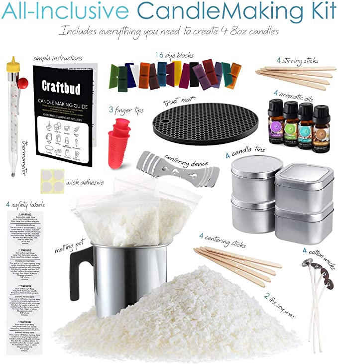 Craftbud 58 Piece Candle Making Kit for Adults &amp; Kids with Complete Candle Making Supplies &amp; Soy Wax for Candle Making - DIY Soy Candle Making Kit with Jars, Wax, Wicks, Scented Oil &amp; More image 2