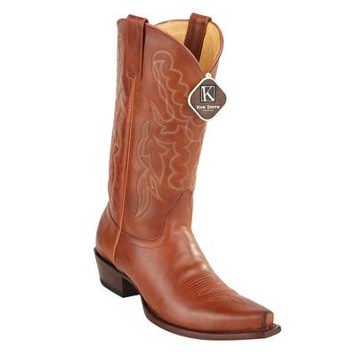 MEN'S KING EXOTIC SNIP TOE PULL UP LEATHER BOOTS HANDMADE HONEY (4943851) image 0