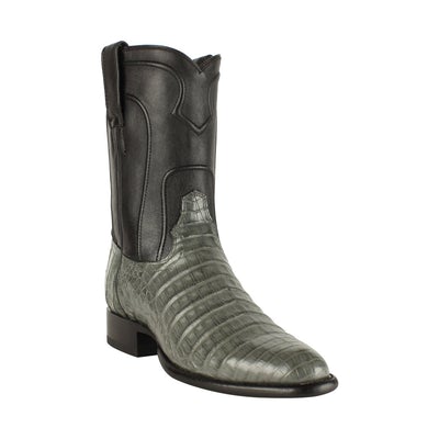 LOS ALTOS BOOTS MENS #698209 ROPER STYLE | CAIMAN BELLY BOOTS HANDCRAFTED | COLOR GRAY image 0