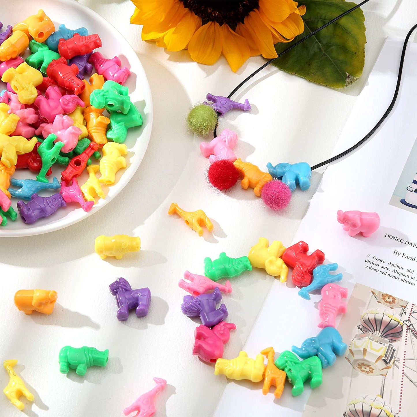 180 Pcs Animal Shaped Beads Zoo Animal Pony Bead Charms Plastic Colorful Craft Beads 0.66 Pounds with Various Animal Design for Kids DIY Jewelry Craft Making Necklace Bracelet Supplies image 4