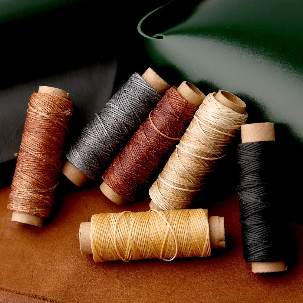 Leather Craft Sewing Kit Leather Repair Upholstery Sewing Kit with 6 Colors Leather Sewing Waxed Thread Hand Quilting Needles Sewing Awl for Beginner Leather Repair, Stitching, Sewing image 3