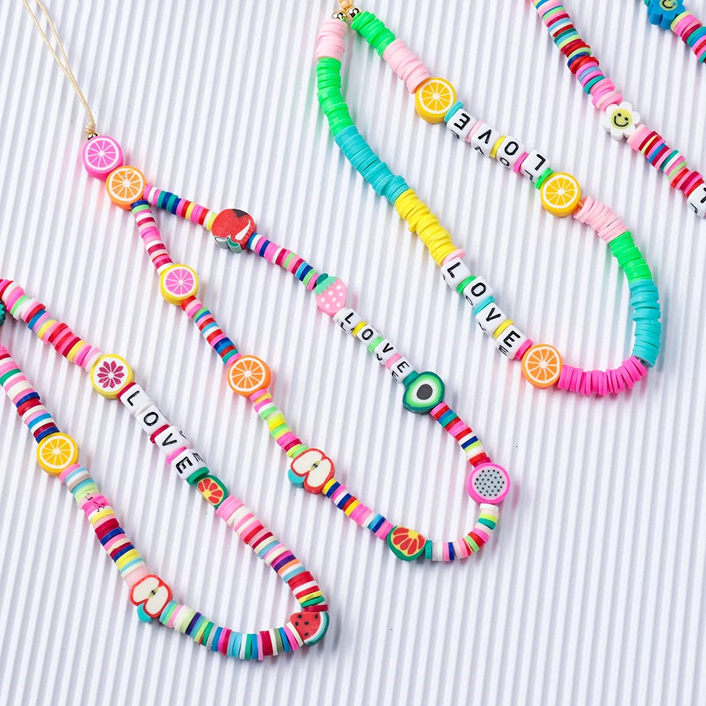 200pcs Mixed Fruit Spacer Beads Smile Face Beads Color Polymer Clay Beads, for DIY Jewelry Bracelet Earring Necklace Craft Making Supplies image 5