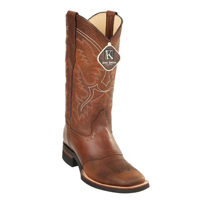 MEN'S KING EXOTIC BOOTS GENUINE LEATHER WITH SADDLE VAMP HANDCRAFTED HONEY &amp; BROWN image 0