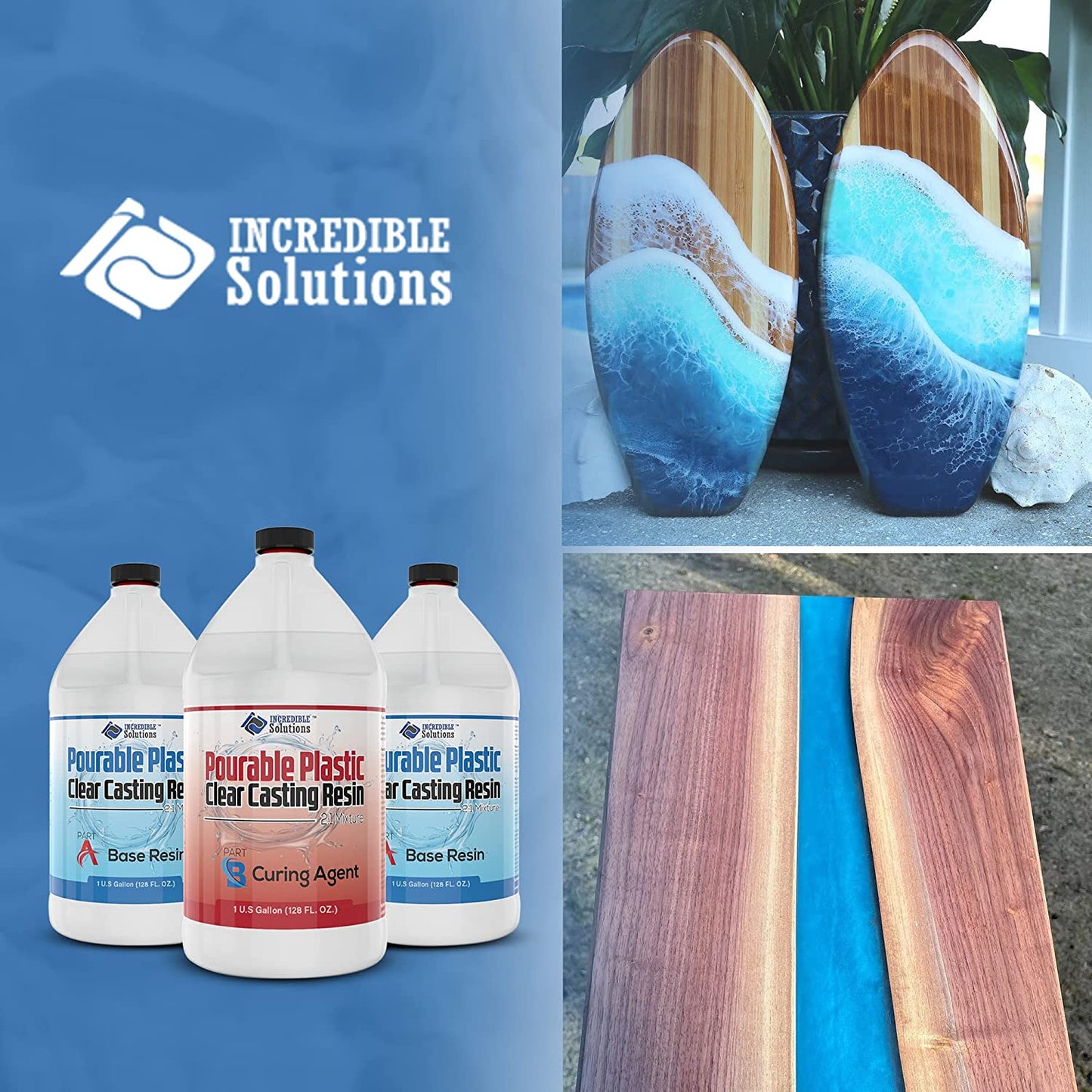 Pourable Plastic Deep Pour Up To 2" Thick USA Manufactured Clear Casting Resin 3 Gallon(2 Gallons Resin + 1 Gallon Curing Agent) Kit Perfect For River Tables &amp; Castings – Low Odor Epoxy, a 2:1 Ratio image 6