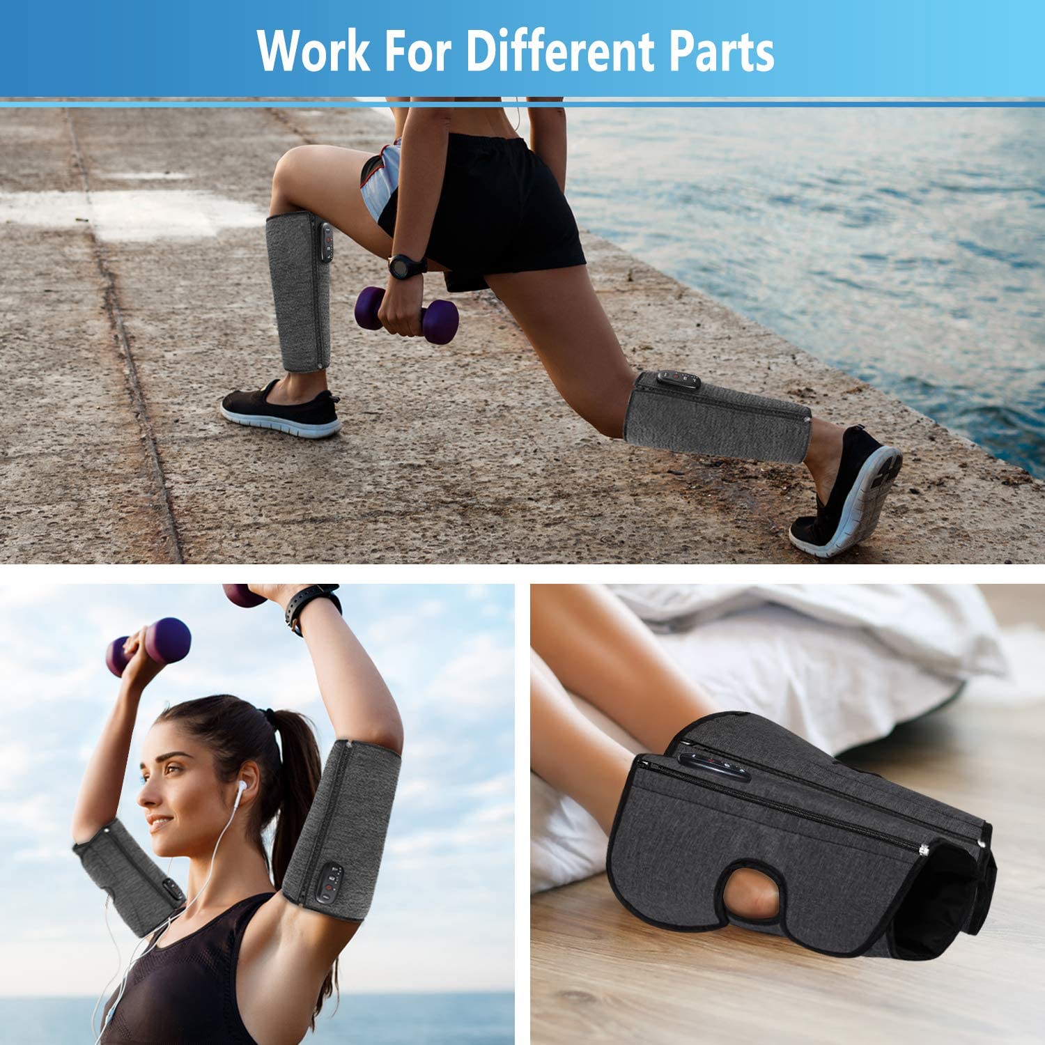 CINCOM Rechargeable Leg Massager, Wireless Air Compression Calf Massager for Circulation and Muscles Relaxation (A Pair) image 3