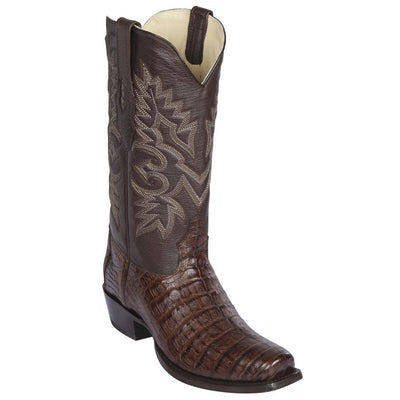 LOS ALTOS BOOTS MENS #588207 7X TOE | GENUINE CAIMAN BELLY LEATHER BOOTS | COLOR BROWN image 0