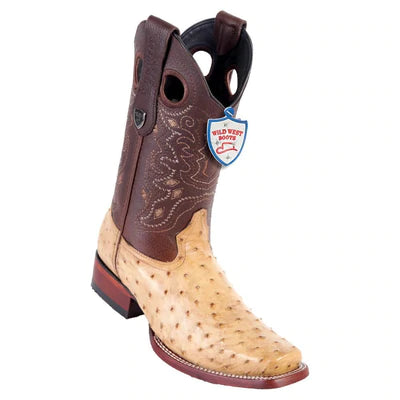 WILD WEST BOOTS #28180311 MEN'S | COLOR ORYX | MEN'S WILD WEST FULL QUILL OSTRICH BOOTS SQUARE TOE HANDCRAFTED image 0