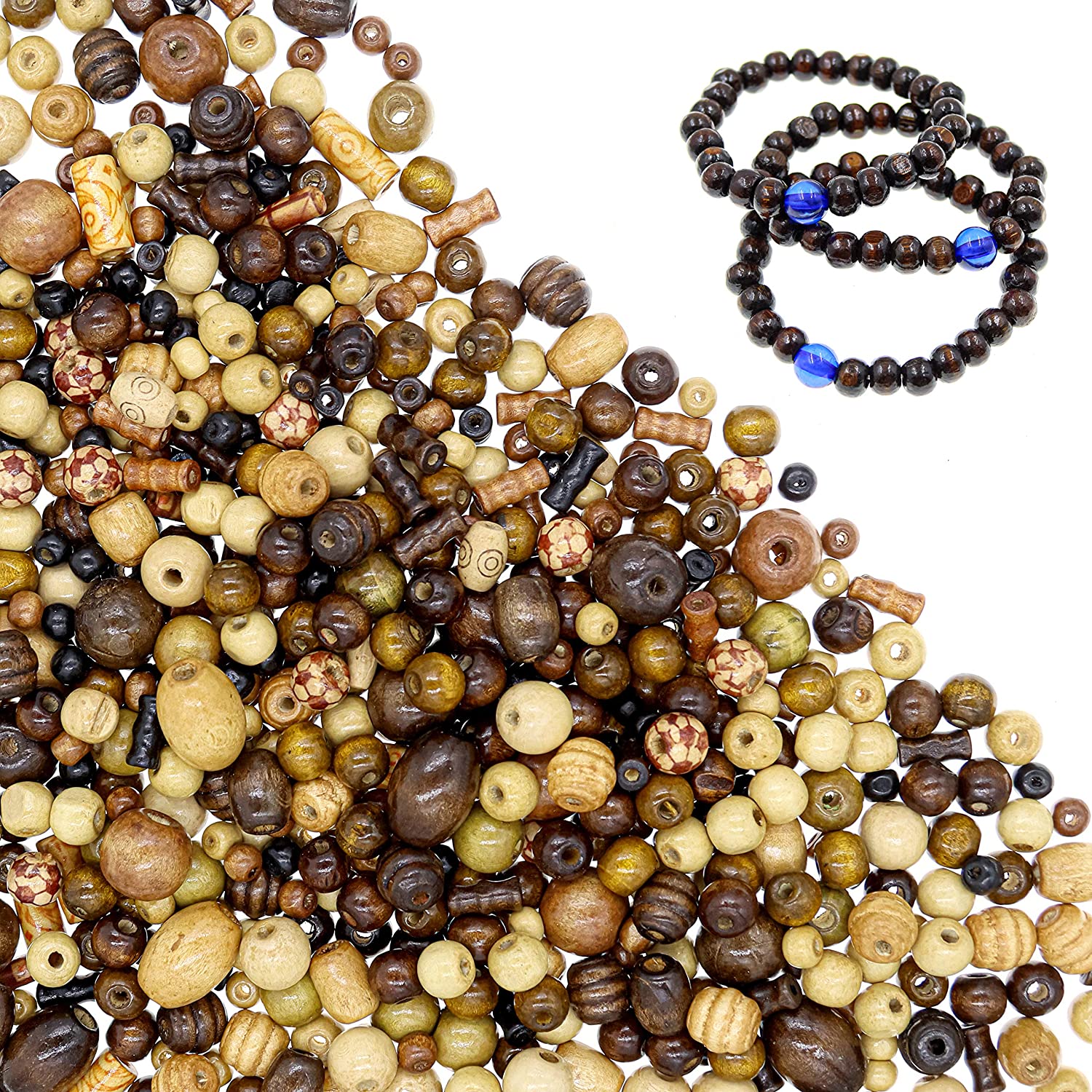 Fun-Weevz 700 PCS Wooden Beads for Jewelry Making Adults, Assorted African Beads, Macrame Supplies Round Beads, Craft Wood Beads for Bracelets and Necklace Jewelry image 0